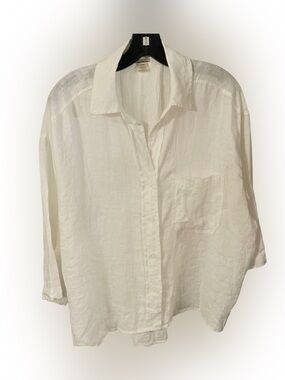 MAGASCHONI Women’s White 100% LINEN Button Down Shirt Sz M EUC